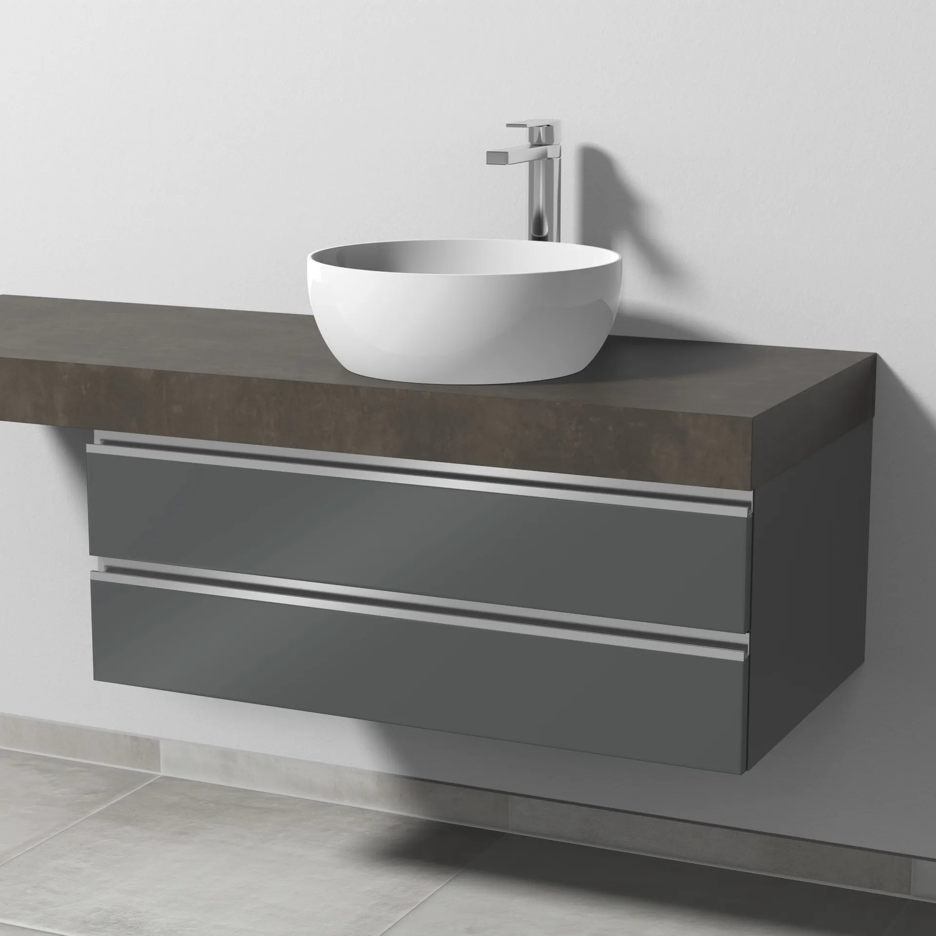 Sanipa Waschtischunterschrank „2morrow“ 900 × 340 × 520 mm in Anthrazit (glanz)