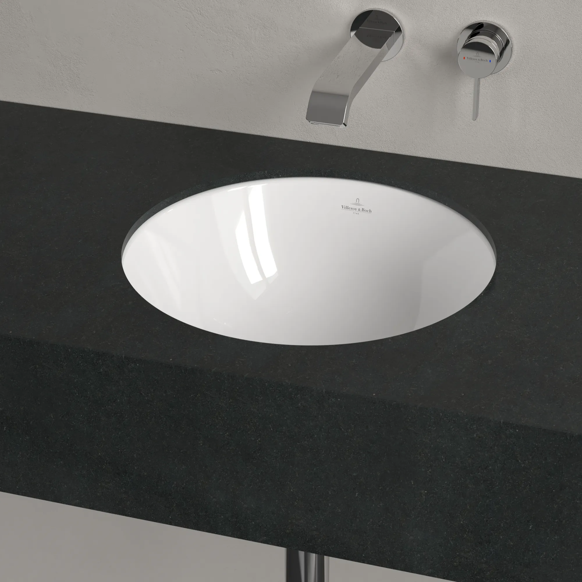 Villeroy & Boch Unterbauwaschtisch aus TitanCeram „Loop & Friends“ ⌀ 450 mm, ohne Hahnlochbohrung in Weiß Alpin Villeroy & Boch Unterbauwaschtisch aus TitanCeram „Loop & Friends“ ⌀ 450 mm, ohne Hahnlochbohrung in Weiß Alpin