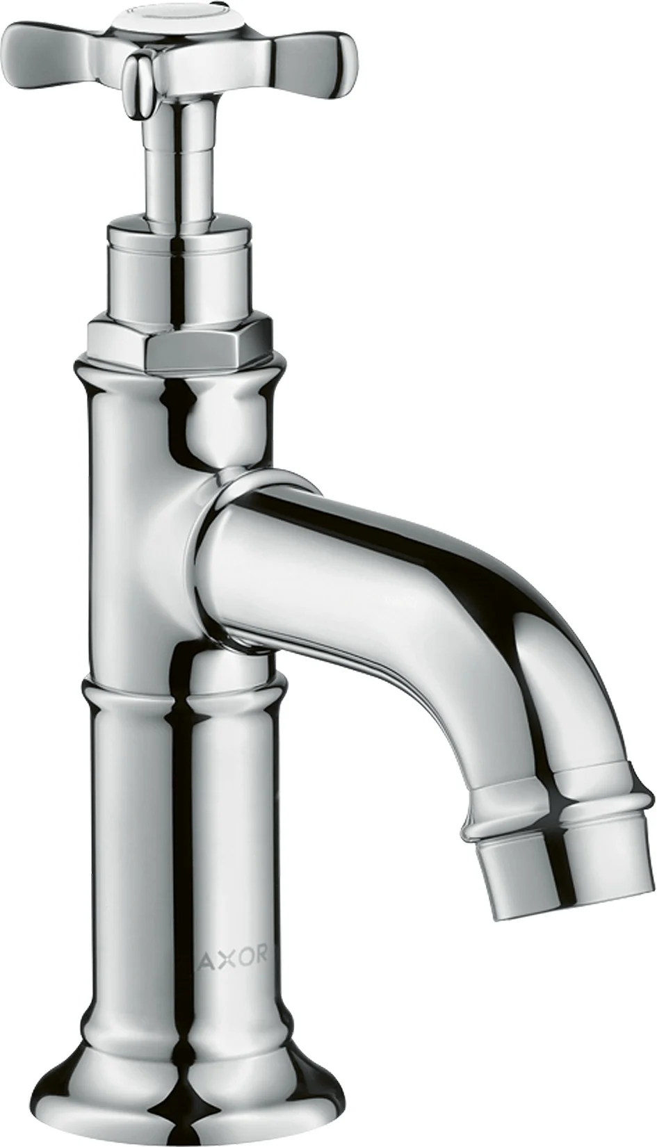 Hansgrohe AXOR Montreux Standventil kurz, Chrom, Ausladung 104 mm, Auslaufhöhe 52 mm, Normalstrahl, G 3/8 Anschlussschlauch, DN15, Kreuzgriff, ComfortZone 50