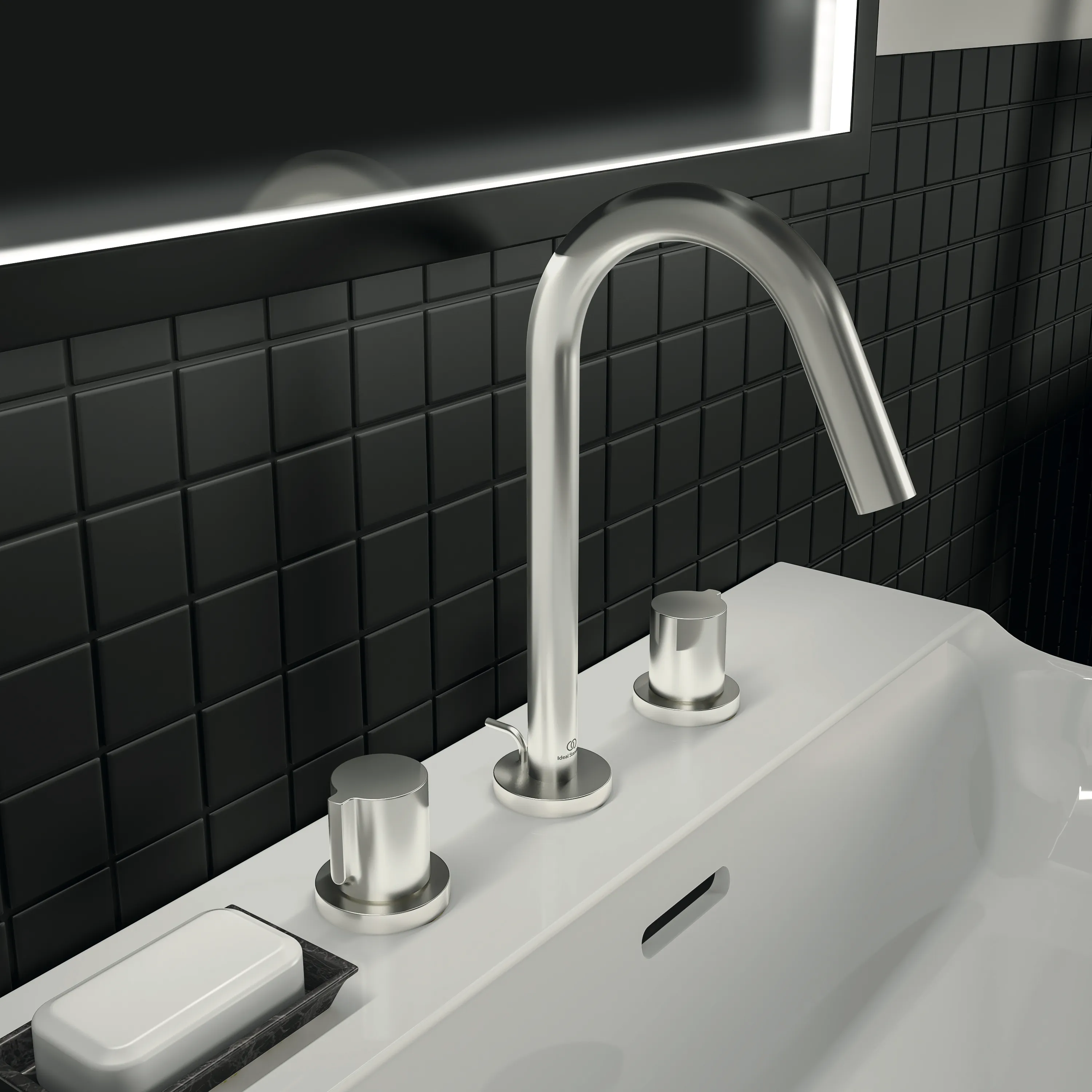 Ideal Standard Waschtischarmatur Joy, 3-Loch, Ausladung 127 mm, Farbe Silver Storm