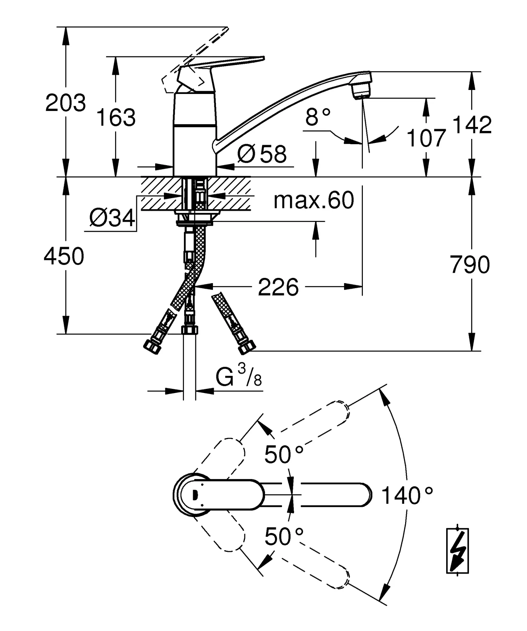 Grohe Eurosmart Cosmopolitan Einhand-Spültischbatterie 31179, Niederdruck, flacher Auslauf Grohe Eurosmart Cosmopolitan Einhand-Spültischbatterie 31179, Niederdruck, flacher Auslauf