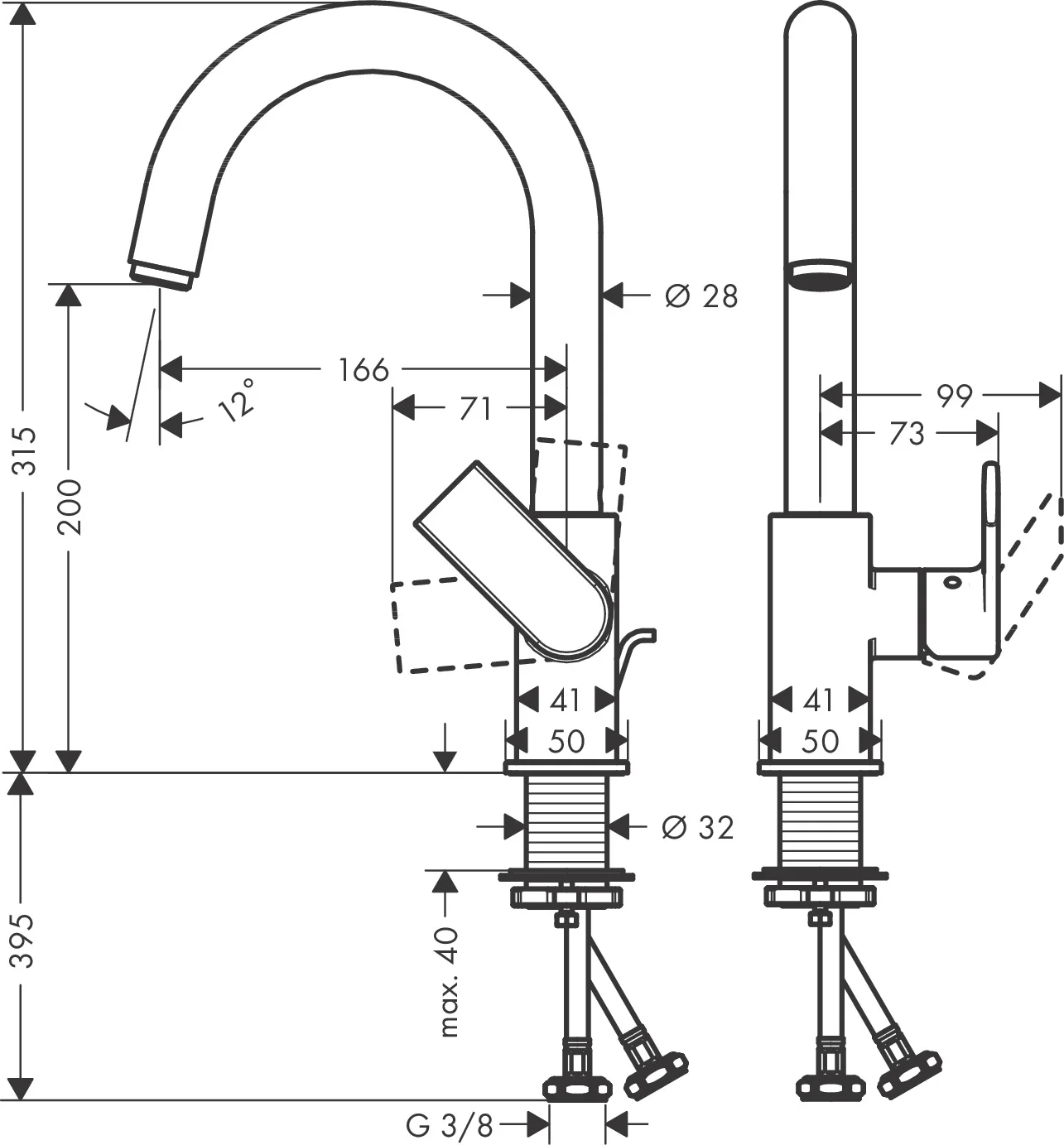 Hansgrohe Vernis Shape Einhebel-Waschtischmischer Chrom, Ausladung 166 mm, Auslaufhöhe 200 mm, Schwenkbereich 120°, Laminarstrahl, max. Durchflussmenge 5 l/min Hansgrohe Vernis Shape Einhebel-Waschtischmischer Chrom, Ausladung 166 mm, Auslaufhöhe 200 mm, Schwenkbereich 120°, Laminarstrahl, max. Durchflussmenge 5 l/min
