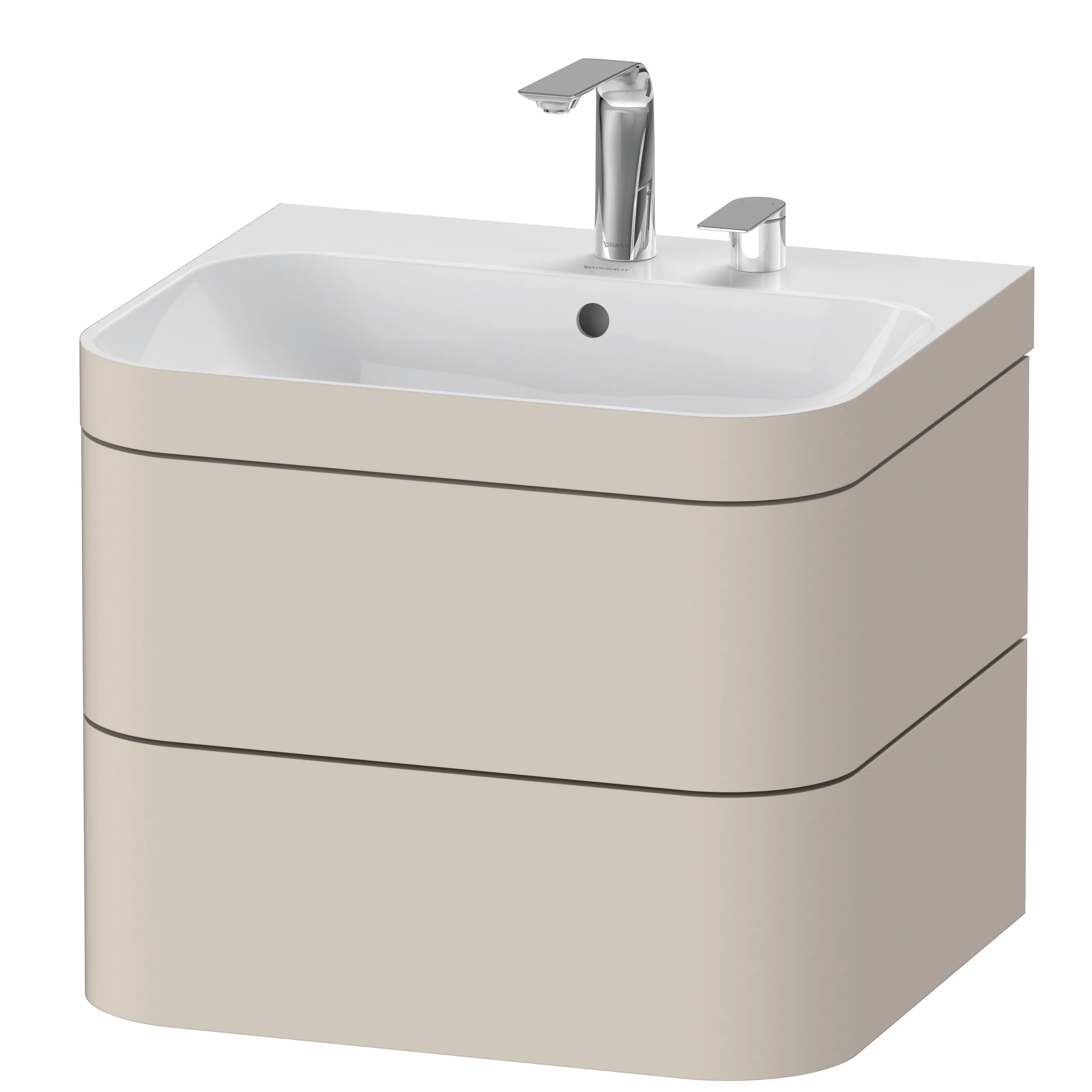 Duravit Waschtischunterschrank c-shaped Set wandhängend „Happy D.2 Plus“ 57,5 × 48 × 49 cm Taupe Supermatt