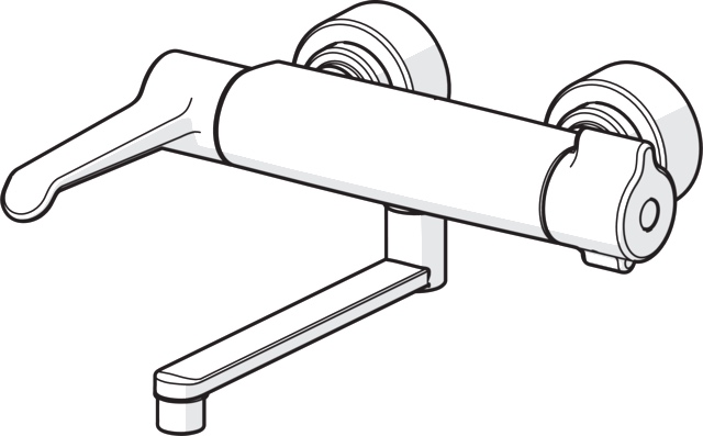 Zweihand-Waschtischarmatur Bedienungshebel lang „Clinica“ Ausladung 285 mm in Chrom Zweihand-Waschtischarmatur Bedienungshebel lang „Clinica“ Ausladung 285 mm in Chrom