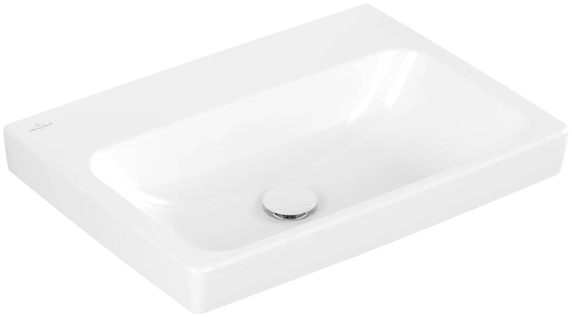 Villeroy & Boch Waschbecken „Architectura“ 600 × 445 × 165 mm, ohne Hahnlochbohrung, für Becken mittig in Weiß Alpin