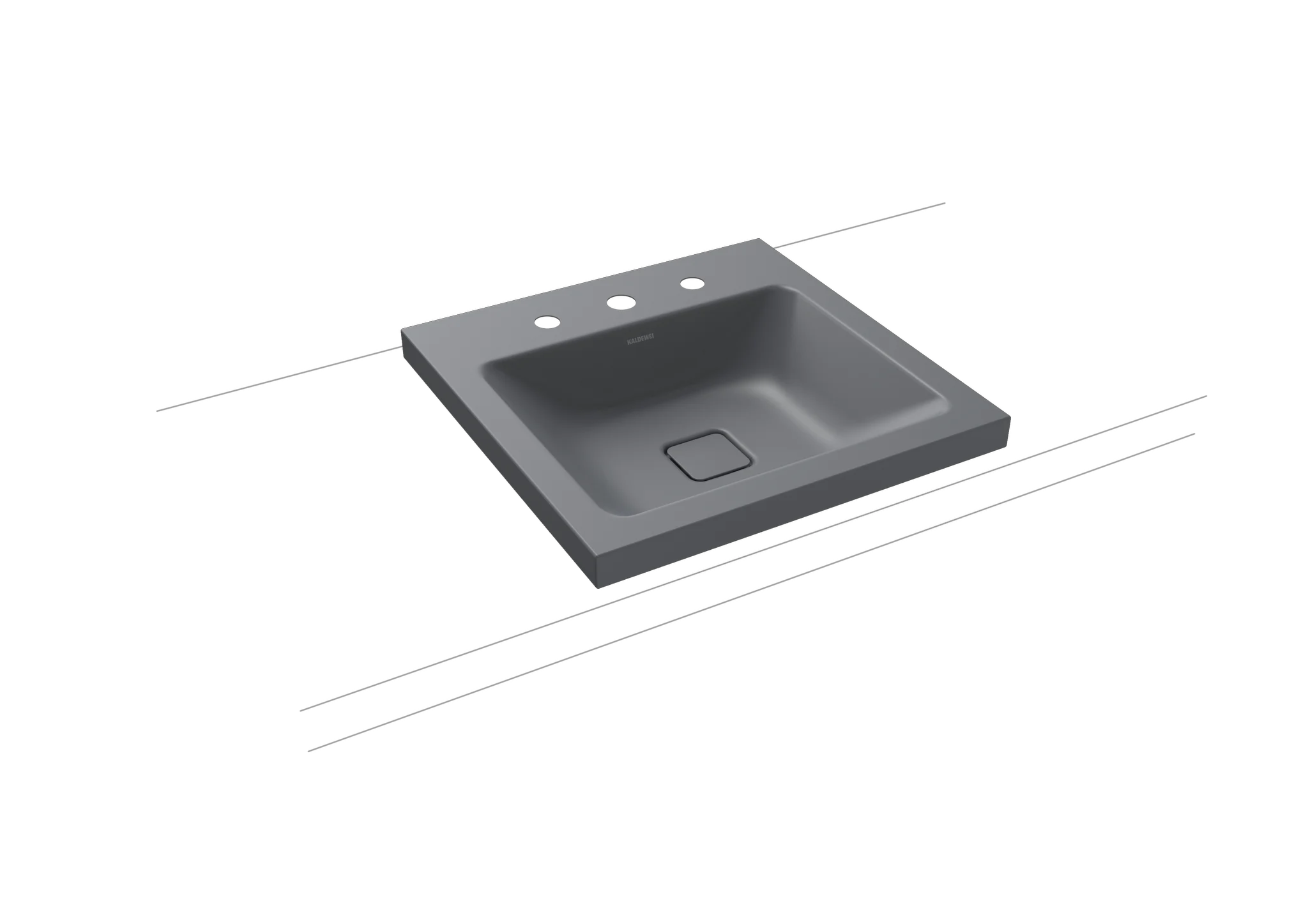 Kaldewei CONO Aufsatzwaschtisch, 500x500 mm, Randhöhe 40 mm, cool grey 70, Perl-Effekt, Antidröhn, 3er Hahnlochbohrung, ohne Überlauf