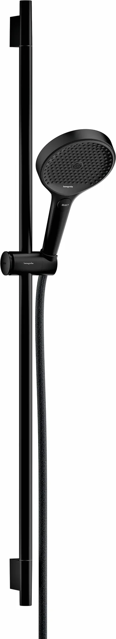 Hansgrohe Rainfinity Brauseset 130 3jet EcoSmart mit Handbrausehalterung und Designflex Textilbrauseschlauch, Mattschwarz