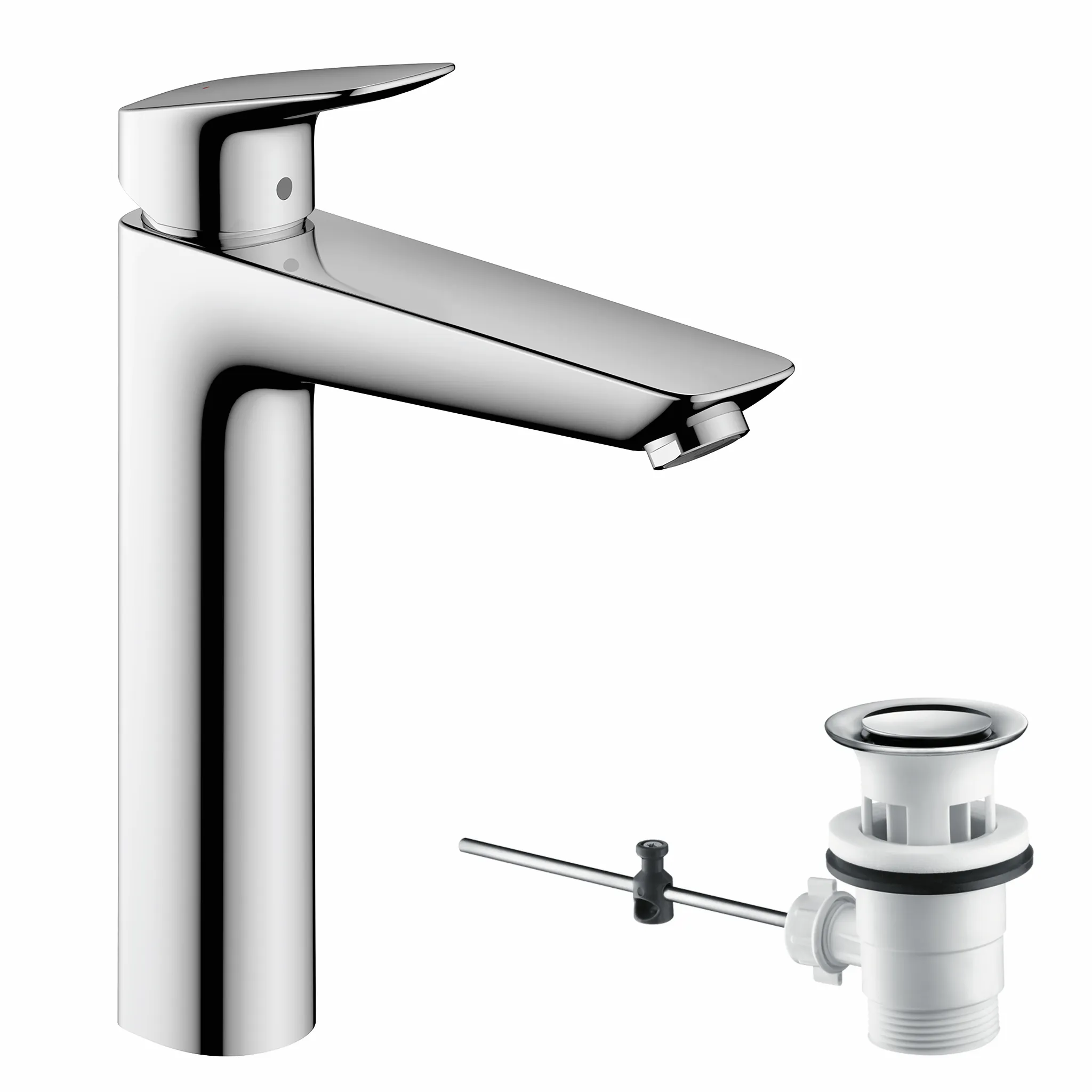 Hansgrohe Logis Einhebel-Waschtischmischer 190 mit Zugstangen-Ablaufgarnitur, Chrom