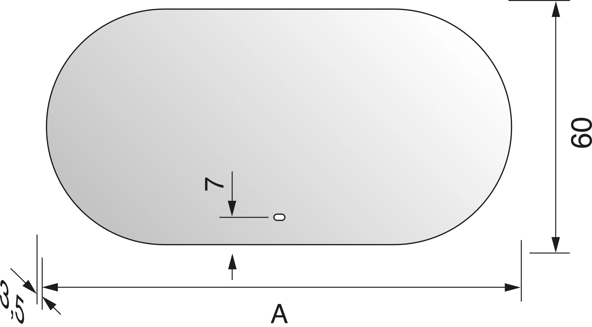 Spiegel Look 11 oval, 180 cm Rahmen: Alu Eloxal