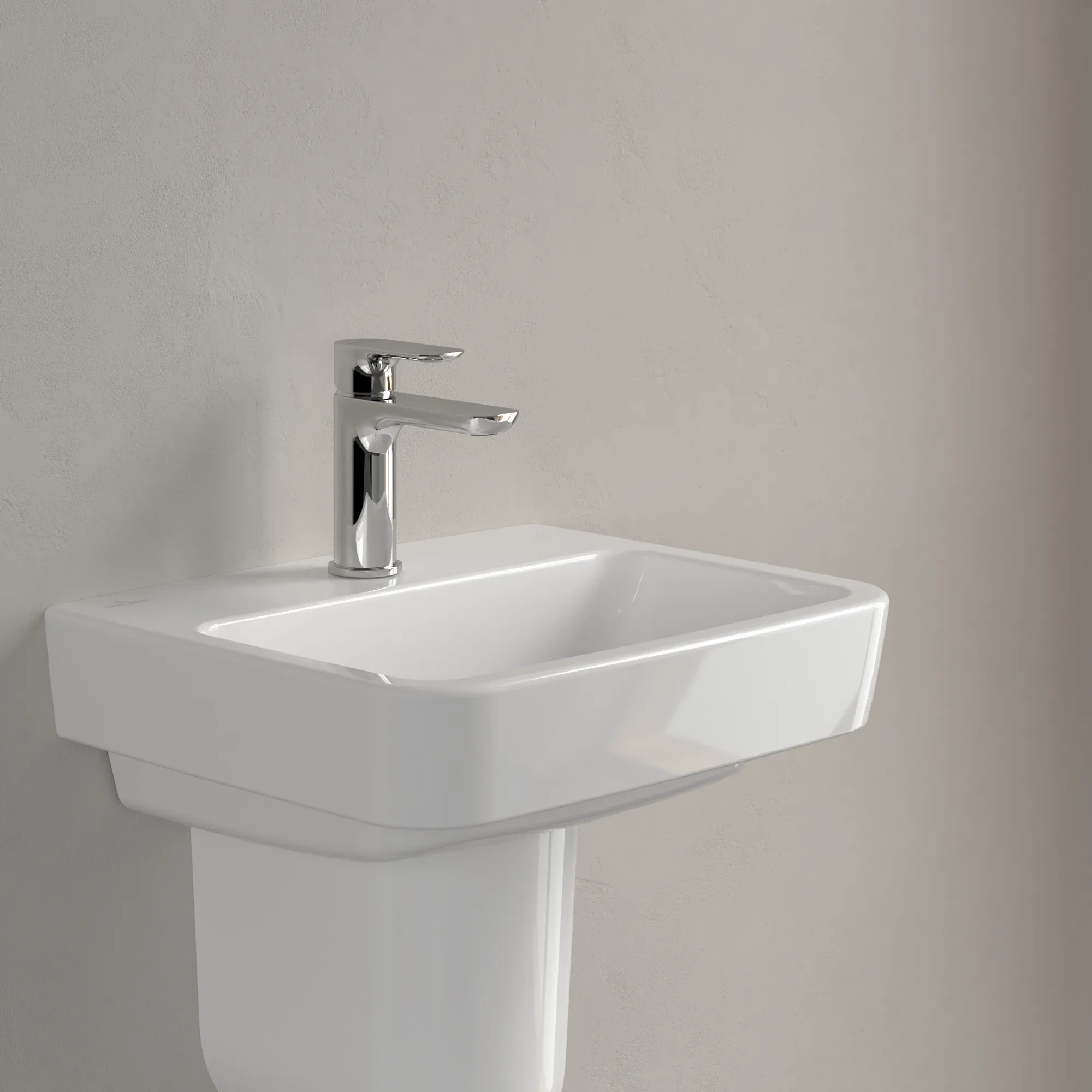Villeroy & Boch Handwaschbecken „O.novo“ 450 × 370 × 160 mm, für Becken mittig, mit Hahnlochbohrung, Hahnlochposition mittig in Weiß Alpin Villeroy & Boch Handwaschbecken „O.novo“ 450 × 370 × 160 mm, für Becken mittig, mit Hahnlochbohrung, Hahnlochposition mittig in Weiß Alpin