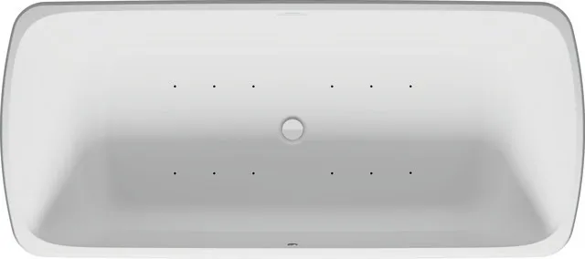 Duravit Whirlwanne „Qatego“ freistehend rechteck 1800 × 900 mm, Mittelablauf mit Air-System, in Weiß (matt)