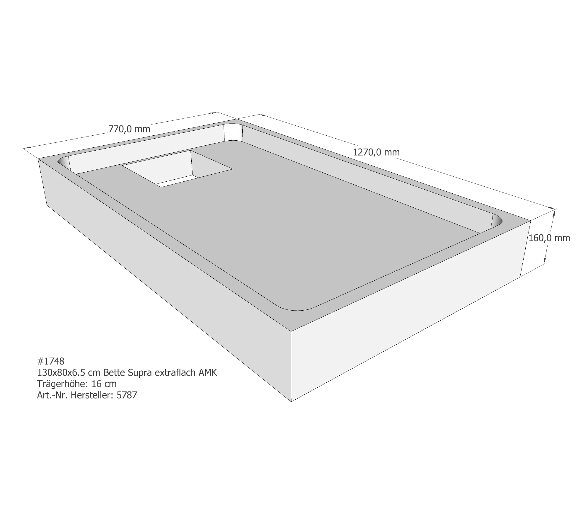 Duschwannenträger für Bette Supra (extraflach) 130 × 80 × 6,5 cm Duschwannenträger für Bette Supra (extraflach) 130 × 80 × 6,5 cm