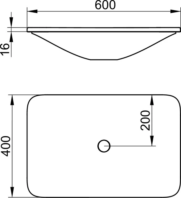 Edition 400 31570311600 Keramik-Waschtisch Edition 400 ohne Hahnlochbohrung 600 × 16 × 400 mm weiß