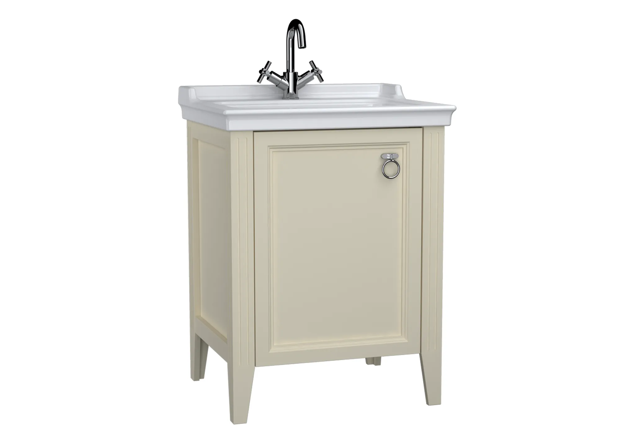 Valarte Set 65 cm Möbelwaschtisch + Waschtischunterschrank 1 Tür Türanschlag links Elfenbein Matt Valarte Set 65 cm Möbelwaschtisch + Waschtischunterschrank 1 Tür Türanschlag links Elfenbein Matt