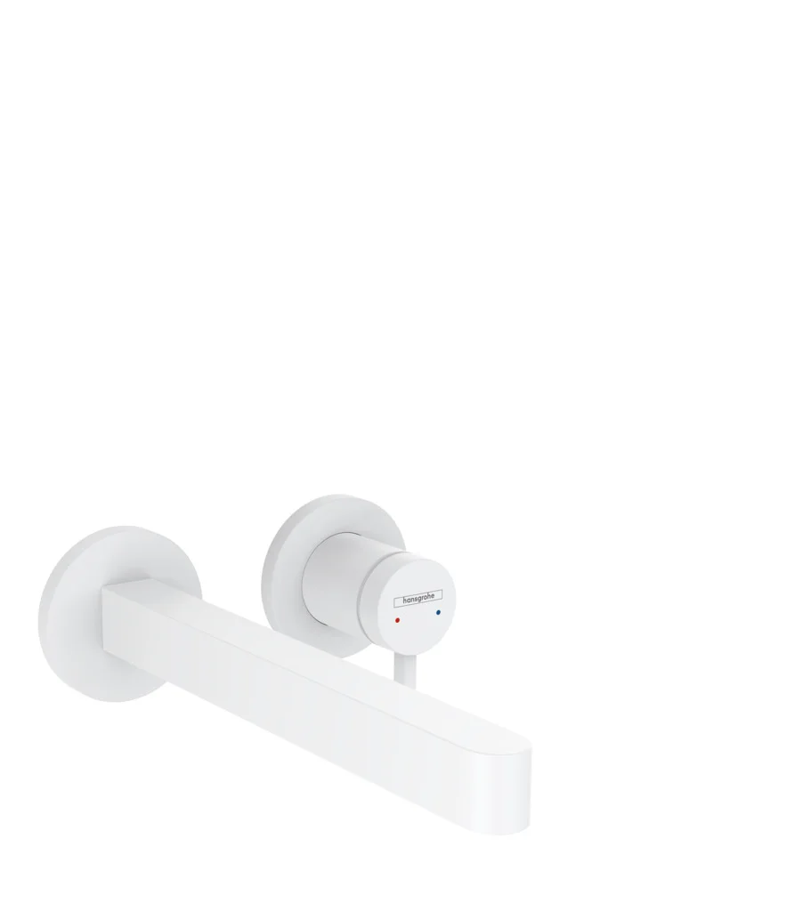 Hansgrohe Finoris Einhebel-Waschtischmischer Unterputz, mattweiß, Ausladung 228 mm, Hebelgriff, Laminarstrahl, max. Durchfluss 5 l/min