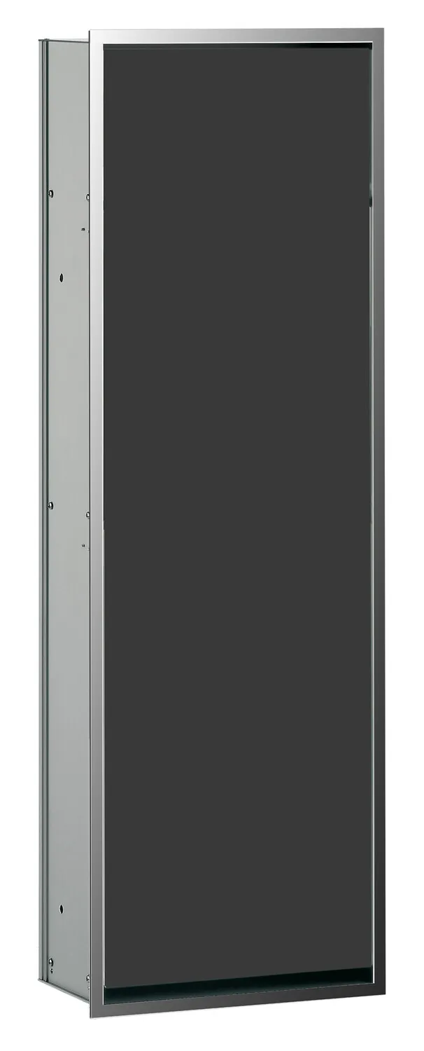 Schrank-Modul asis 300 Unterputz, 964 mm, chrom / schwarz ohne Einbaurahmen Korpusfarbe: chrom|Frontfarbe: schwarz|Größe: 31,4 × 15,3 × 96,4 cm