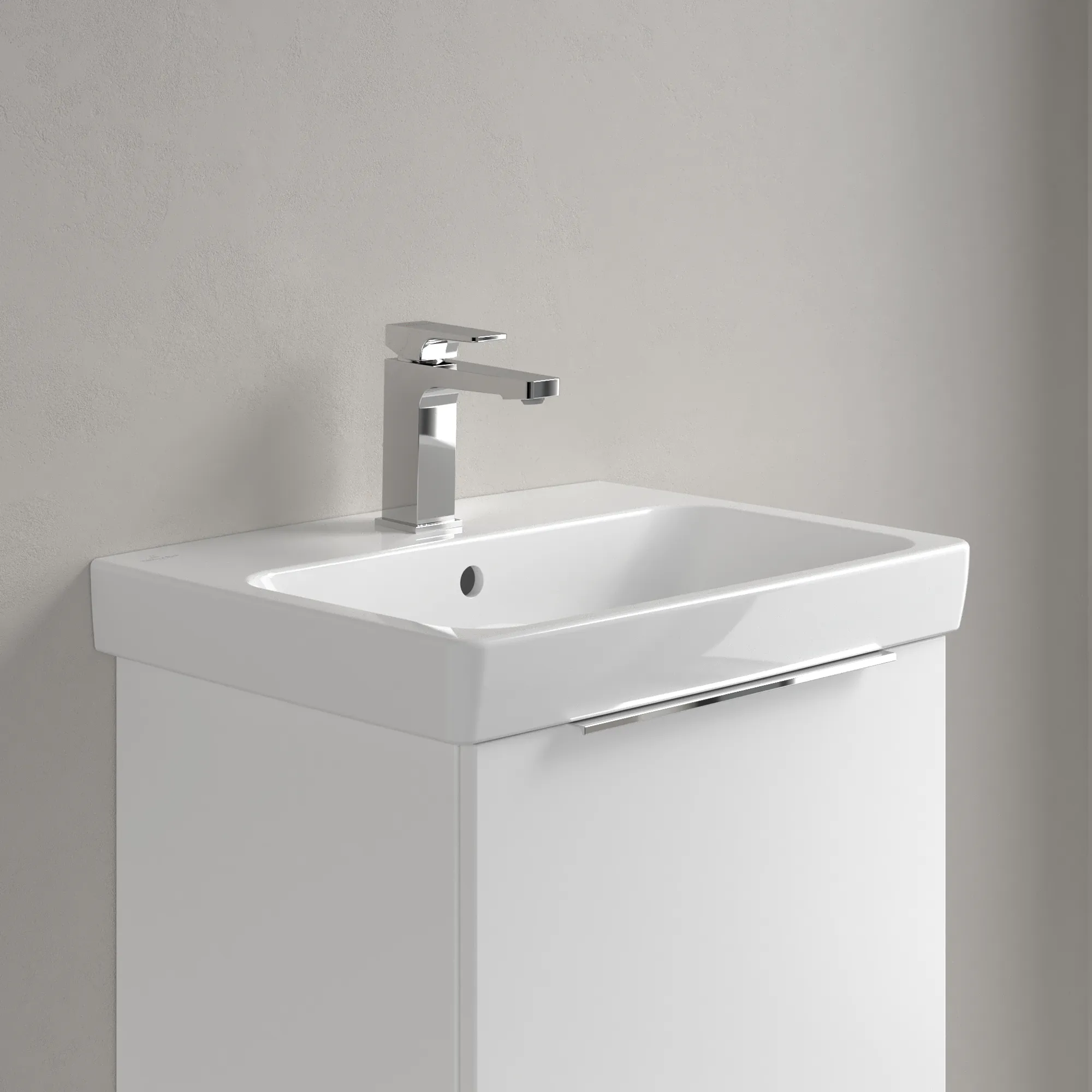 Villeroy & Boch Waschbecken „Architectura“ 550 × 420 × 165 mm, ohne Hahnlochbohrung, für Becken mittig in Weiß Alpin Villeroy & Boch Waschbecken „Architectura“ 550 × 420 × 165 mm, ohne Hahnlochbohrung, für Becken mittig in Weiß Alpin
