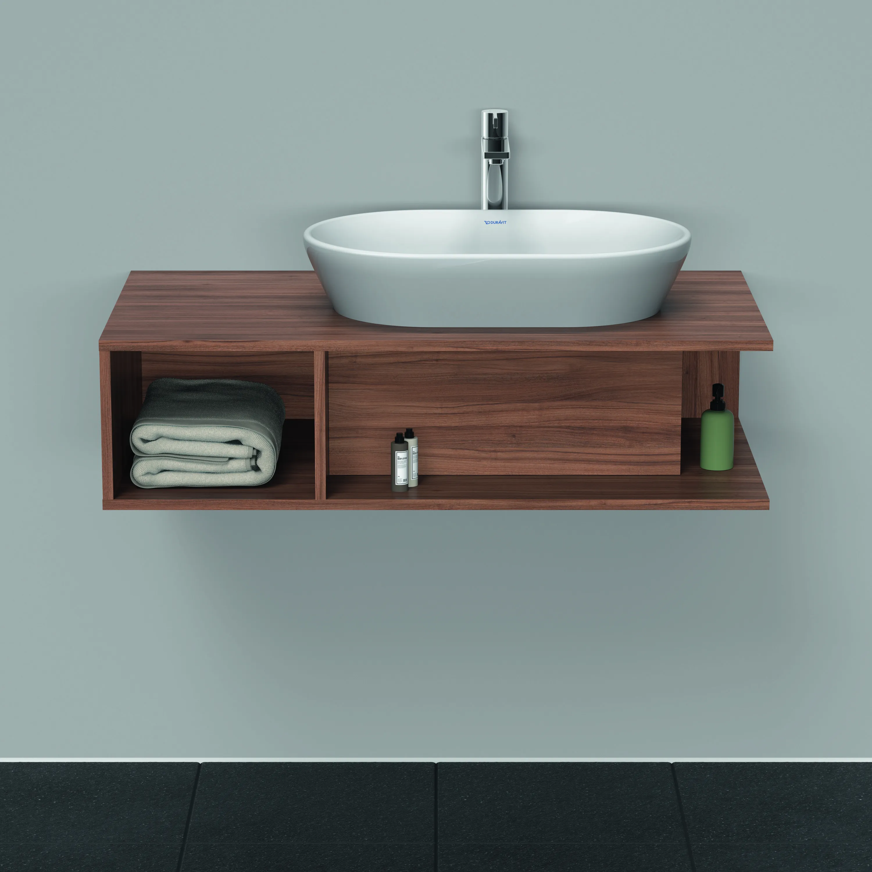 Duravit Waschtischunterschrank wandhängend „D-Neo“ 100 × 26 × 55 cm Nussbaum Natur