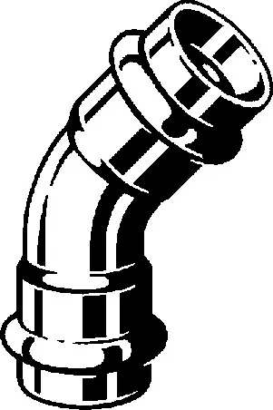 „Prestabo“ 45°-Bogen mit 2 Muffen 54 mm „Prestabo“ 45°-Bogen mit 2 Muffen 54 mm