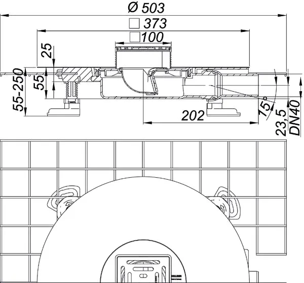 Bodenablauf CeraDrain Select Plan, DN 40 100 x 100 mm