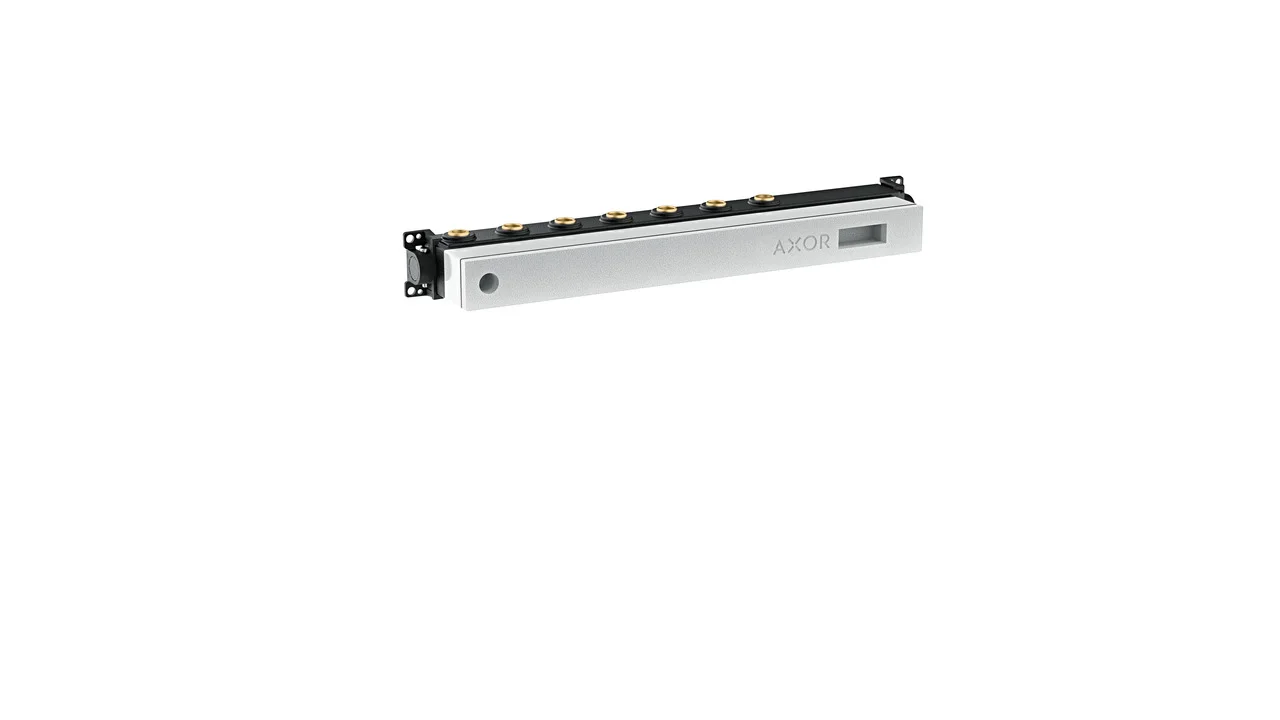 Hansgrohe AXOR Thermostatmodul Select - Grundkörper für 5 Verbraucher, Rp 3/4, DN15/DN20, horizontale Montage, schallentkoppelt, Einbautiefe 92-120 mm Hansgrohe AXOR Thermostatmodul Select - Grundkörper für 5 Verbraucher, Rp 3/4, DN15/DN20, horizontale Montage, schallentkoppelt, Einbautiefe 92-120 mm