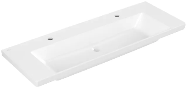 Villeroy & Boch Wandwaschtisch aus TitanCeram „Subway 3.0“ 1300 × 475 × 170 mm, Hahnlochposition links und rechts, ohne Hahnlochbohrung in Weiß Alpin Villeroy & Boch Wandwaschtisch aus TitanCeram „Subway 3.0“ 1300 × 475 × 170 mm, Hahnlochposition links und rechts, ohne Hahnlochbohrung in Weiß Alpin