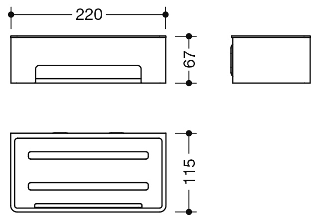 HEWI Korb „System 900“ 11,5 × 22 × 11,5 × 6,7 cm