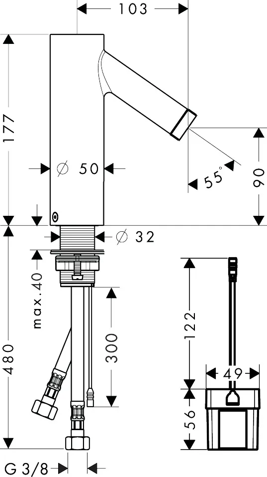 Hansgrohe AXOR Starck Elektronik-Waschtischmischer mit Temperaturvoreinstellung, Chrom Hansgrohe AXOR Starck Elektronik-Waschtischmischer mit Temperaturvoreinstellung, Chrom