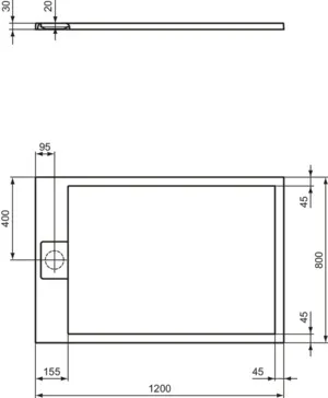 Ideal Standard Duschwanne „UltraFlatSi.life“ 80 × 120 cm in Carraraweiß