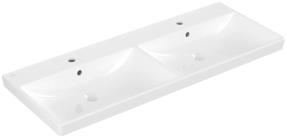 Villeroy & Boch Schrank-Doppelwaschtisch Avento, 1200x470x160 mm, weiß Alpin, glänzend, mit Überlauf, für zwei 3-Loch-Armaturen