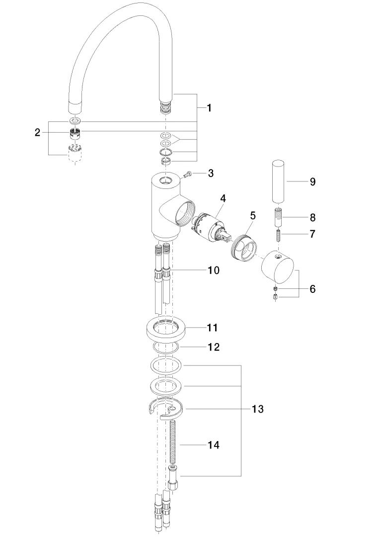 Dornbracht Einhebelmischer TARA Dark Brass gebürstet PVD, Ausladung 201 mm, schwenkbarer Auslauf 360°, Armaturenhöhe 325 mm, Bohrungsdurchmesser 35 mm