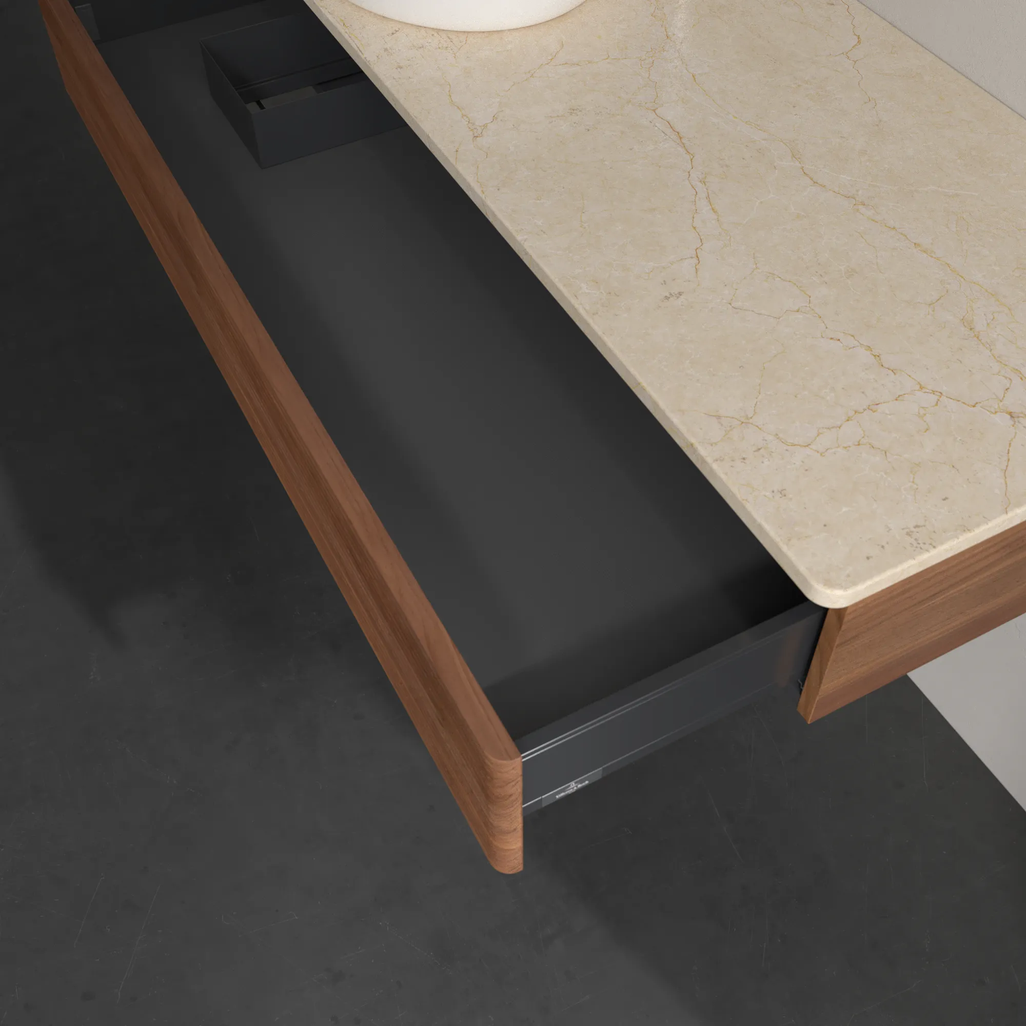 Villeroy & Boch Waschtischunterschrank „Antao“ 1200 × 190 × 500 mm Warm Walnut, für Becken links, ohne Beleuchtung Villeroy & Boch Waschtischunterschrank „Antao“ 1200 × 190 × 500 mm Warm Walnut, für Becken links, ohne Beleuchtung