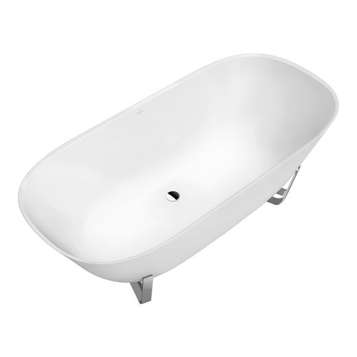 Villeroy & Boch Badewanne „Antheus“ freistehend oval 155 × 75 cm, Mittelablauf in Weiß Alpin