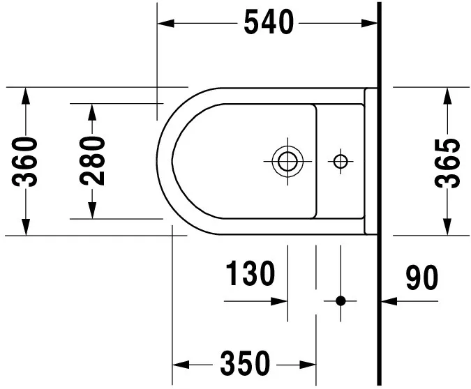 Duravit Wand-Bidet „Starck 3“, Befestigung sichtbar 35,5 × 54 × 32 cm Duravit Wand-Bidet „Starck 3“, Befestigung sichtbar 35,5 × 54 × 32 cm