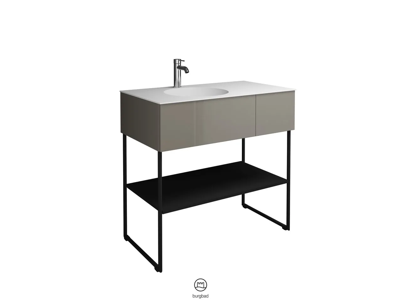 burgbad Coco Waschtisch Set, Mineralguss, Schwarz Seidenglanz burgbad Coco Waschtisch Set, Mineralguss, Schwarz Seidenglanz