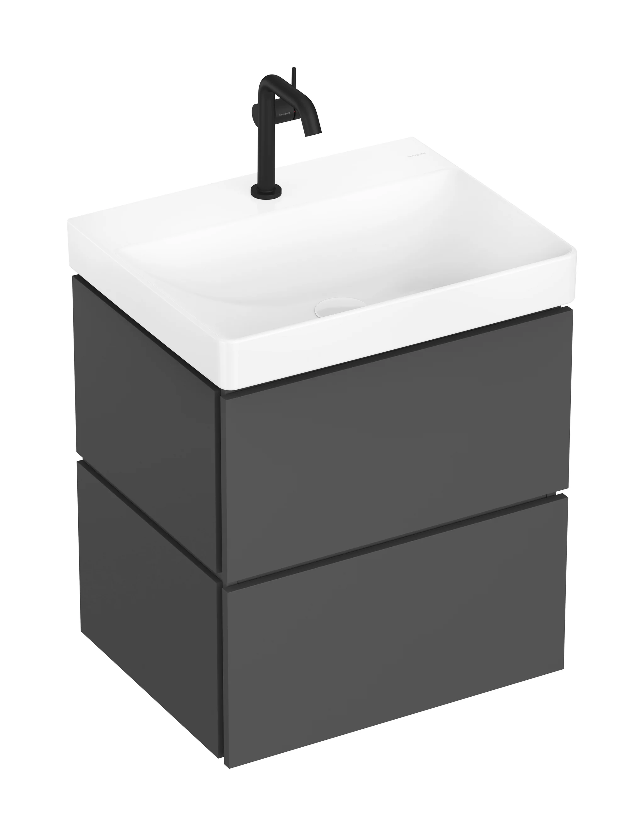 Hansgrohe Waschtischunterschrank Xilesa E, Schiefergrau Matt, 580x470 mm, 2 Schubkästen, Vollauszug, SoftClose, vormontiert Hansgrohe Waschtischunterschrank Xilesa E, Schiefergrau Matt, 580x470 mm, 2 Schubkästen, Vollauszug, SoftClose, vormontiert