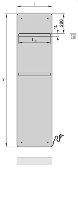 Zehnder Design-Elektroheizkörper „Vitalo Bar“ 40 × 125 cm in Titane (glänzend)