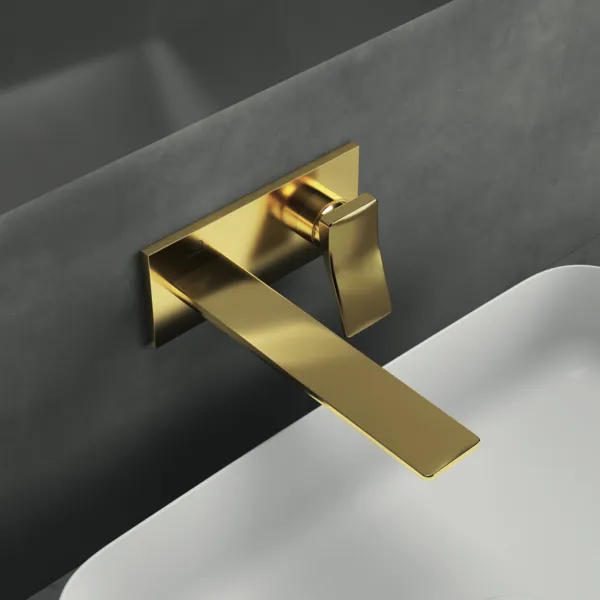Ideal Standard Conca Wand-Waschtischarmatur Unterputz Bausatz 2, eckige Rosette, Ausladung 220 mm, Brushed Gold