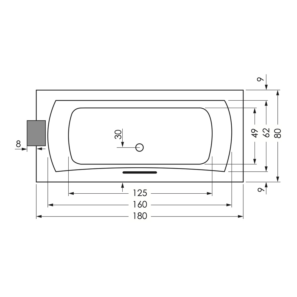 repaBAD Badewanne „Arosa“ rechteck 180 × 80 cm