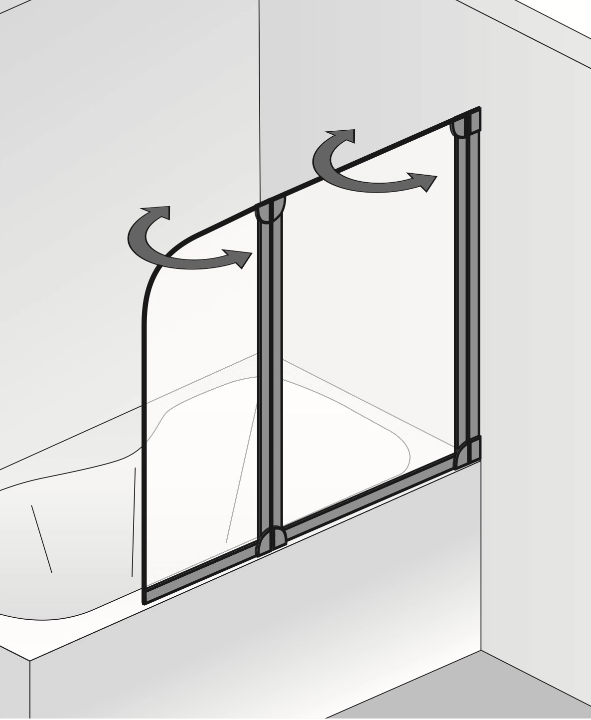 HSK gerahmte Badewannenaufsatz 1-teilig „Favorit“ Glas Klar hell, Profile Alu Silber-matt, H: 1400 mm HSK gerahmte Badewannenaufsatz 1-teilig „Favorit“ Glas Klar hell, Profile Alu Silber-matt, H: 1400 mm