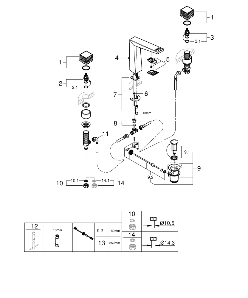 Grohe Allure Brilliant Private Collection 3-Loch Waschtischbatterie ½ L-Size Vanilla Noir Ceasarstone Grohe Allure Brilliant Private Collection 3-Loch Waschtischbatterie ½ L-Size Vanilla Noir Ceasarstone