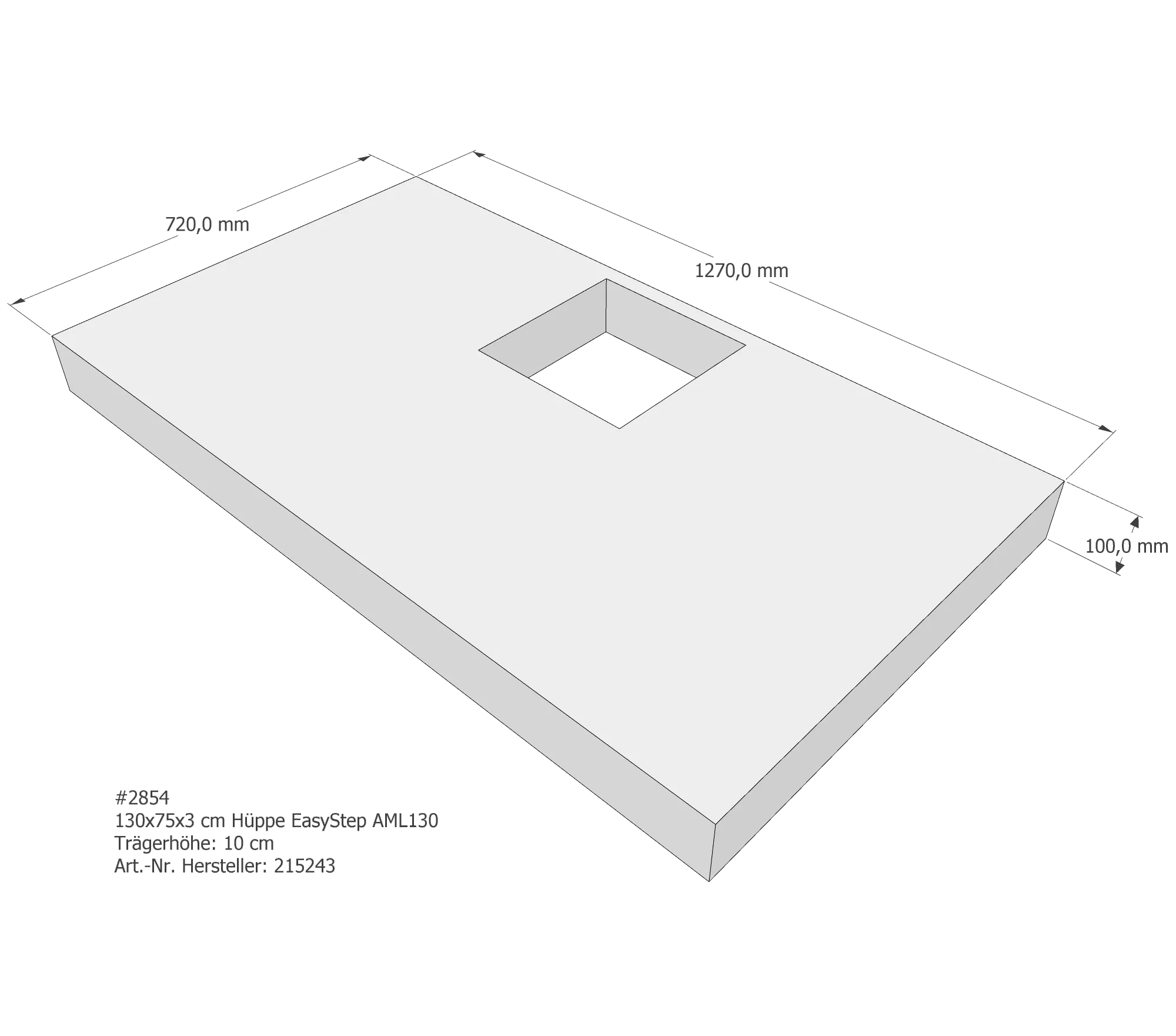 Duschwannenträger passend für Hüppe EasyStep 130 × 75 × 3 cm