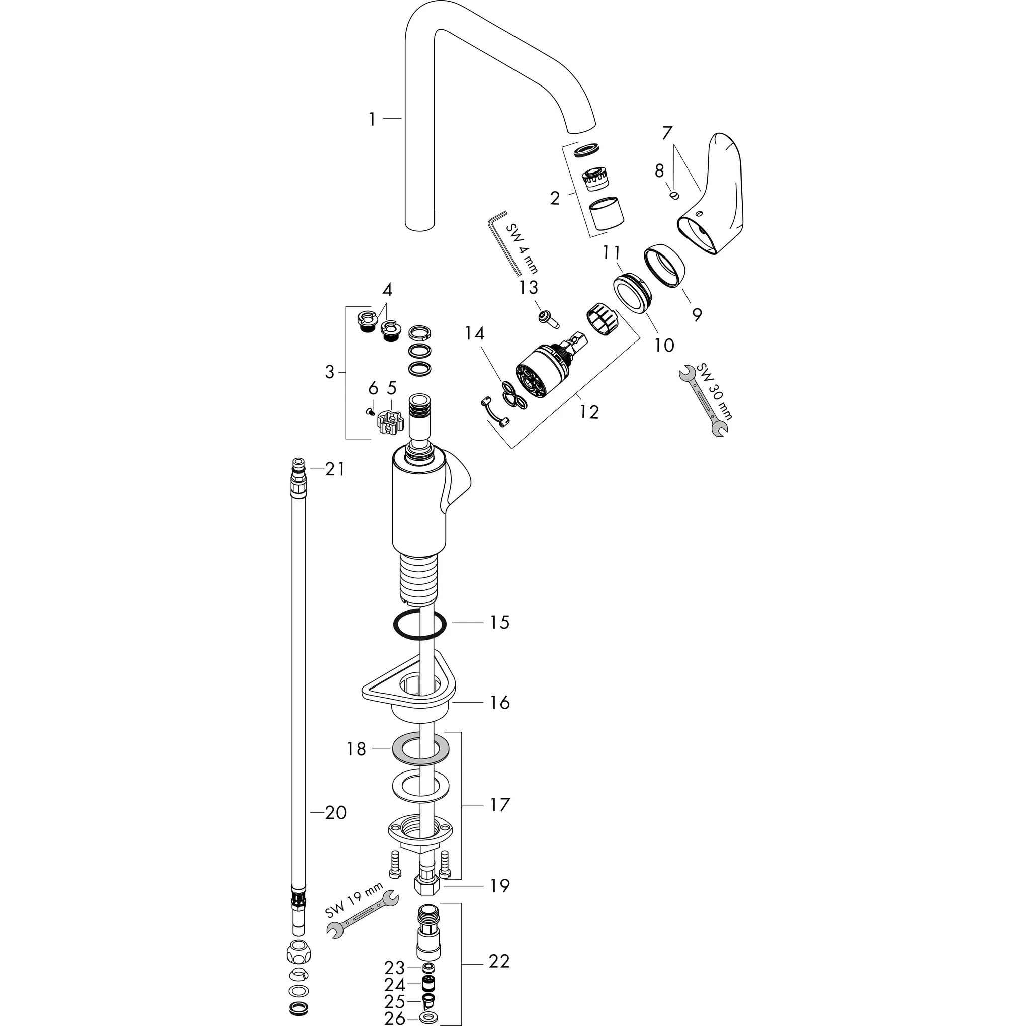 Spültischmischer 260 Focus M41 Niederdruck 1jet chrom