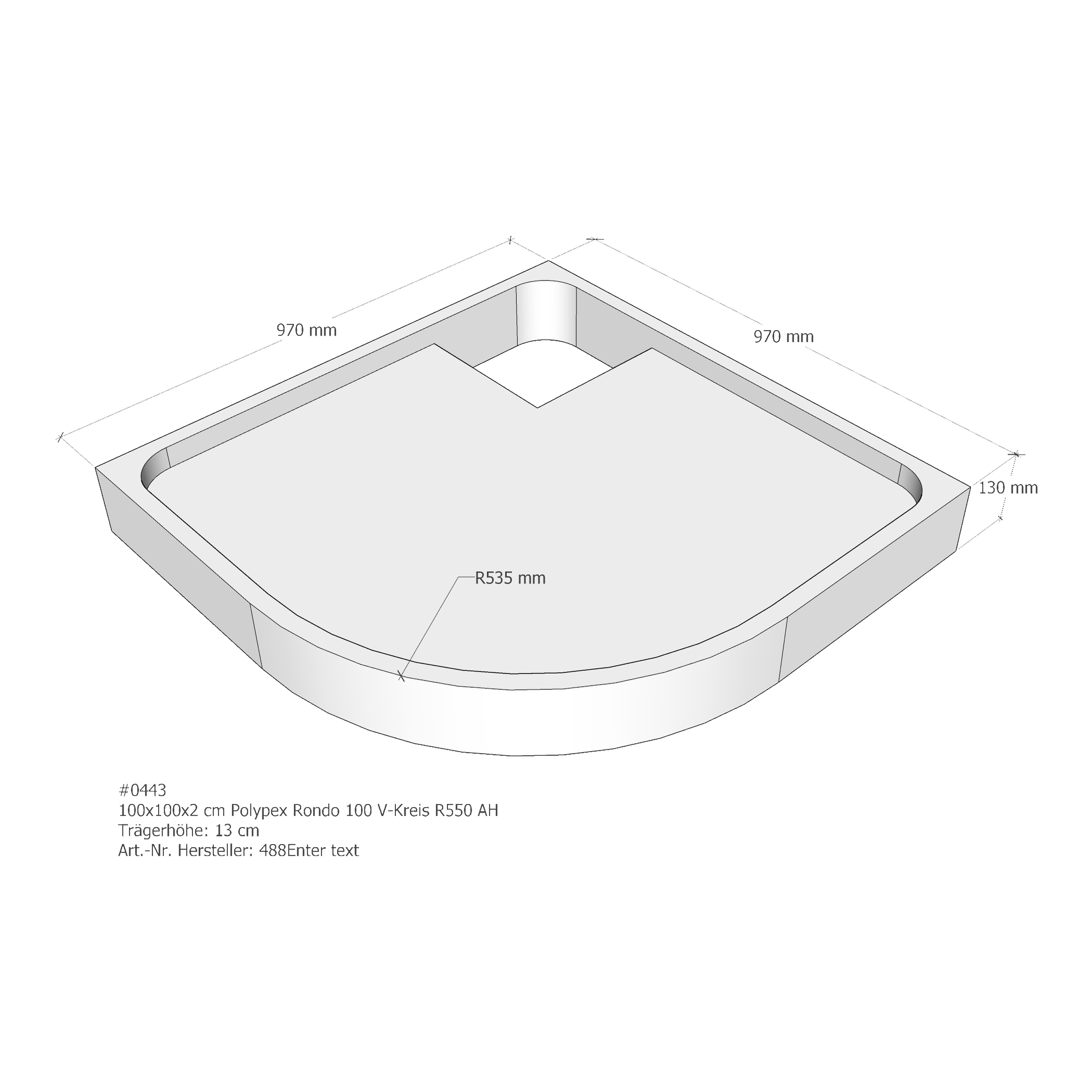 Duschwannenträger für Polypex Rondo 100 100 × 100 × 2 cm