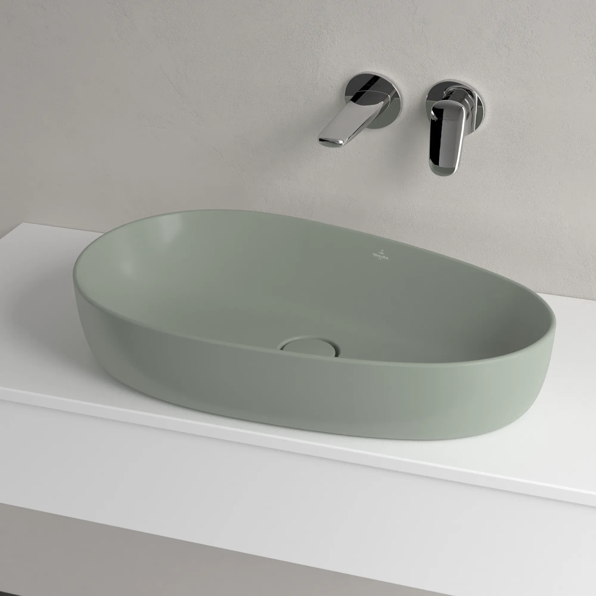 Villeroy & Boch Aufsatzwaschtisch „Antao“ 650 × 400 × 180 mm, ohne Hahnlochbohrung in Morning Green Villeroy & Boch Aufsatzwaschtisch „Antao“ 650 × 400 × 180 mm, ohne Hahnlochbohrung in Morning Green