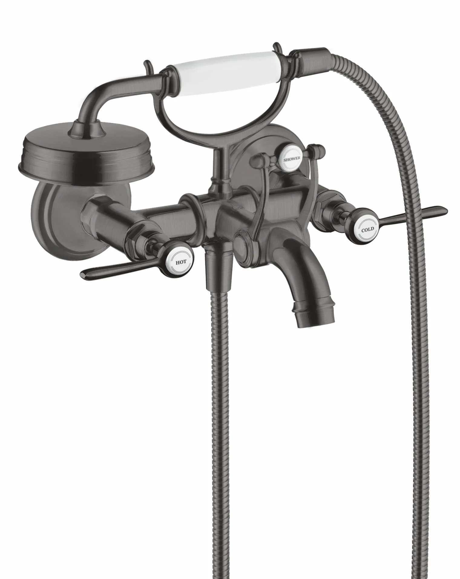 Hansgrohe AXOR Montreux 2-Griff Wannenarmatur Aufputz, Brushed Black Chrome, Ausladung 224 mm, Stichmaß 170 ±32 mm Hansgrohe AXOR Montreux 2-Griff Wannenarmatur Aufputz, Brushed Black Chrome, Ausladung 224 mm, Stichmaß 170 ±32 mm