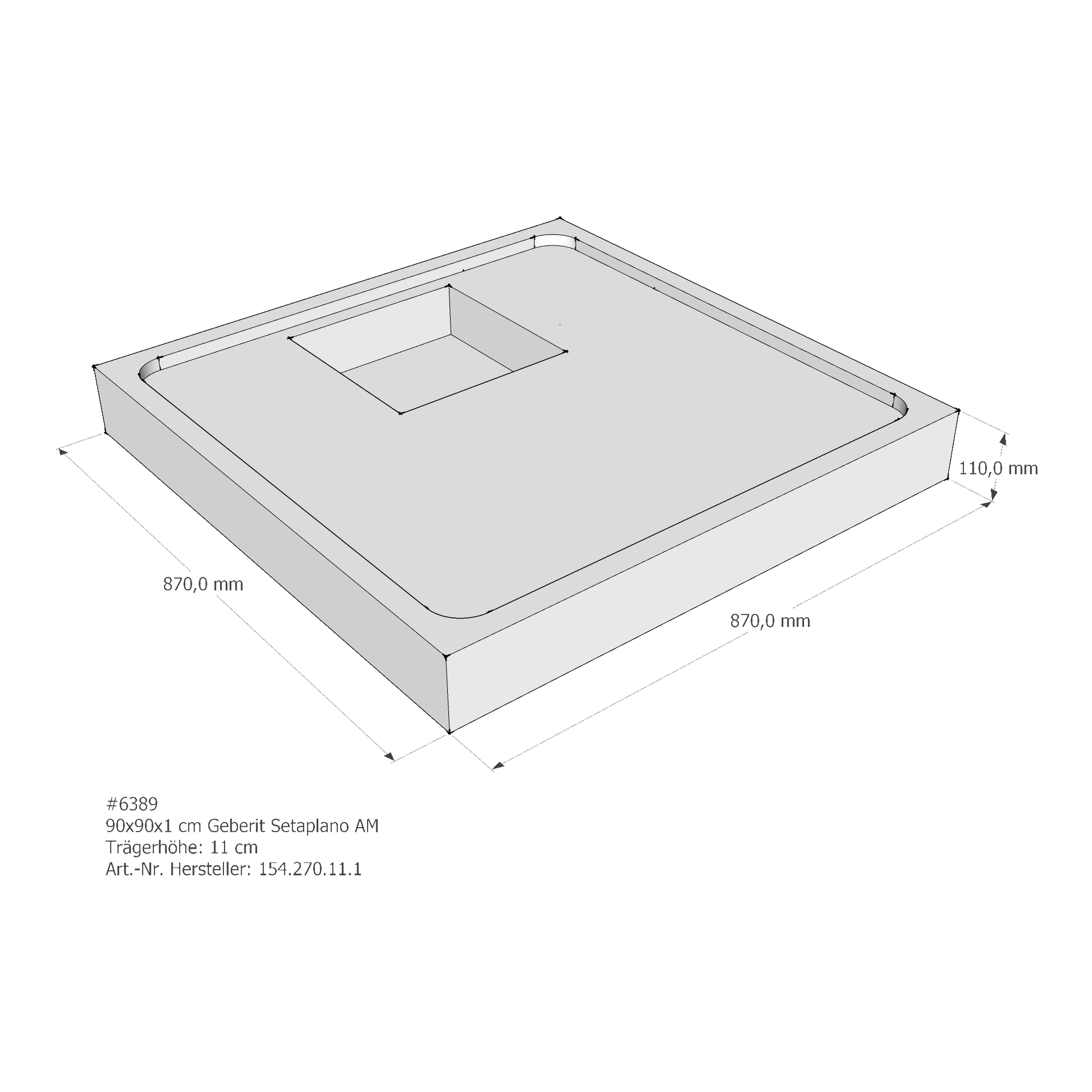 Duschwannenträger für Geberit Setaplano 90 × 90 × 1 cm Duschwannenträger für Geberit Setaplano 90 × 90 × 1 cm