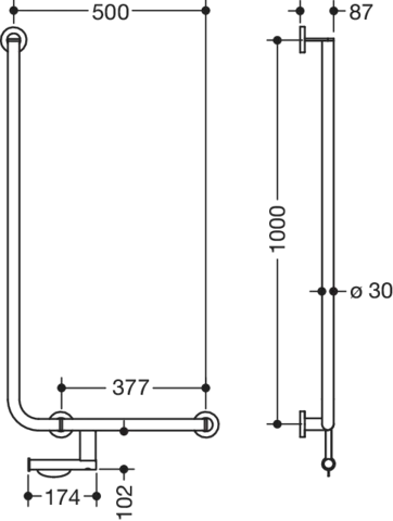 HEWI Haltegriff Ausführung rechts „System 900“ in Dunkelgrau tiefmatt HEWI Haltegriff Ausführung rechts „System 900“ in Dunkelgrau tiefmatt