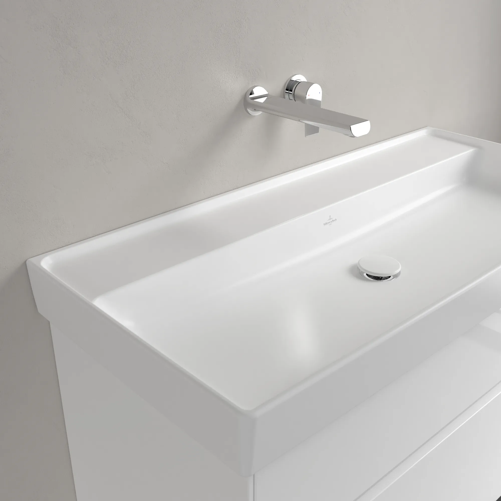 Villeroy & Boch Schrankwaschtisch aus TitanCeram „Collaro“ 1000 × 470 × 160 mm, ohne Hahnlochbohrung in Stone White Villeroy & Boch Schrankwaschtisch aus TitanCeram „Collaro“ 1000 × 470 × 160 mm, ohne Hahnlochbohrung in Stone White