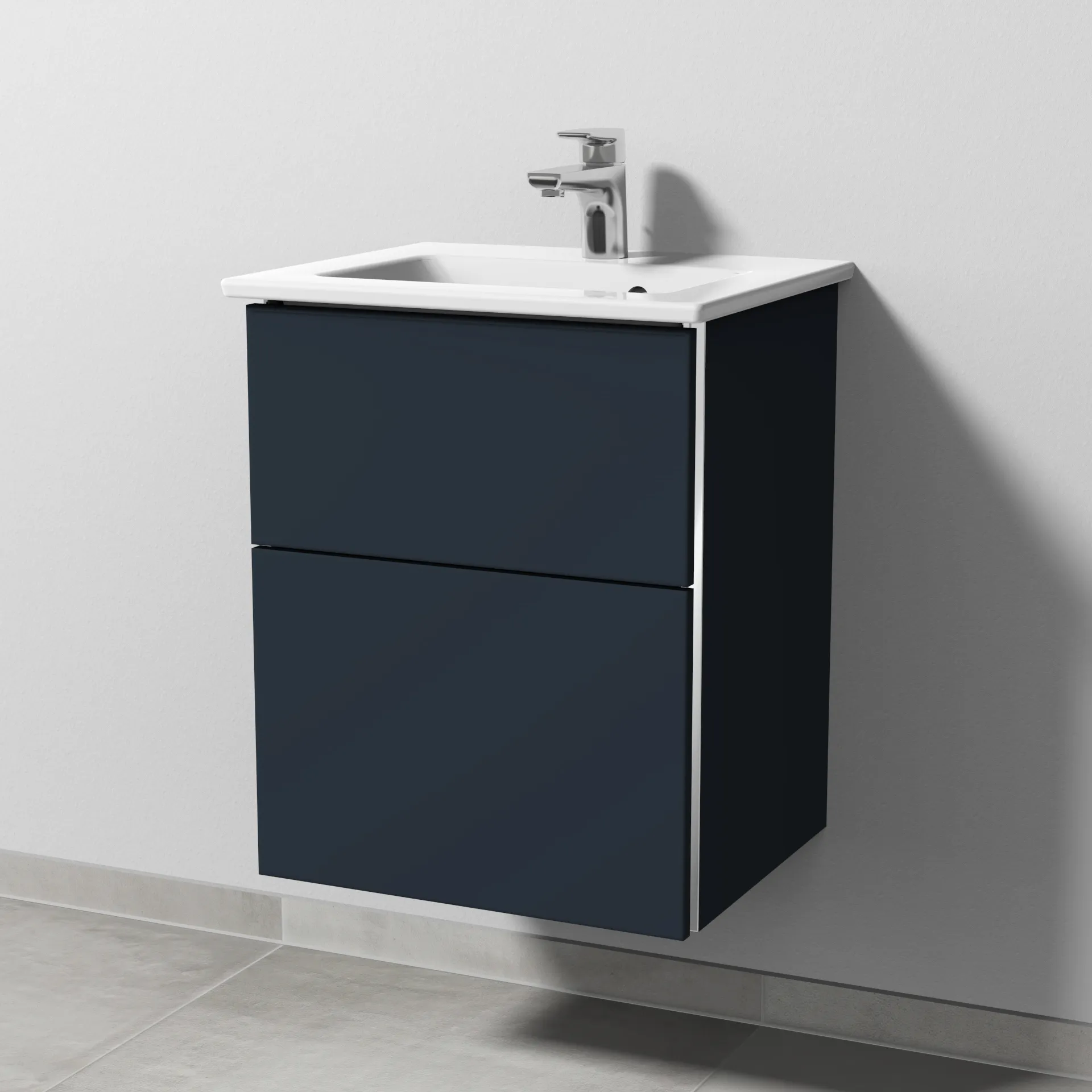 Sanipa Waschtischunterschrank „3way“ 465 × 591 × 401 mm in Marine (matt), Becken mittig